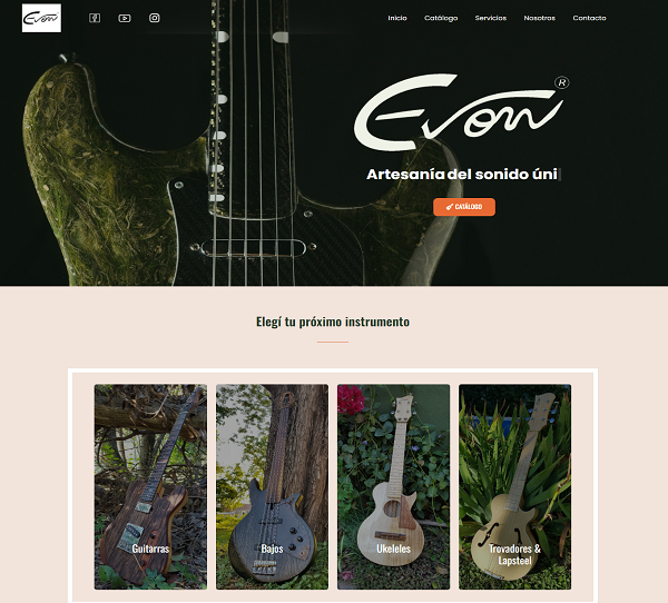 página web de un luthier de instrumentos musicales